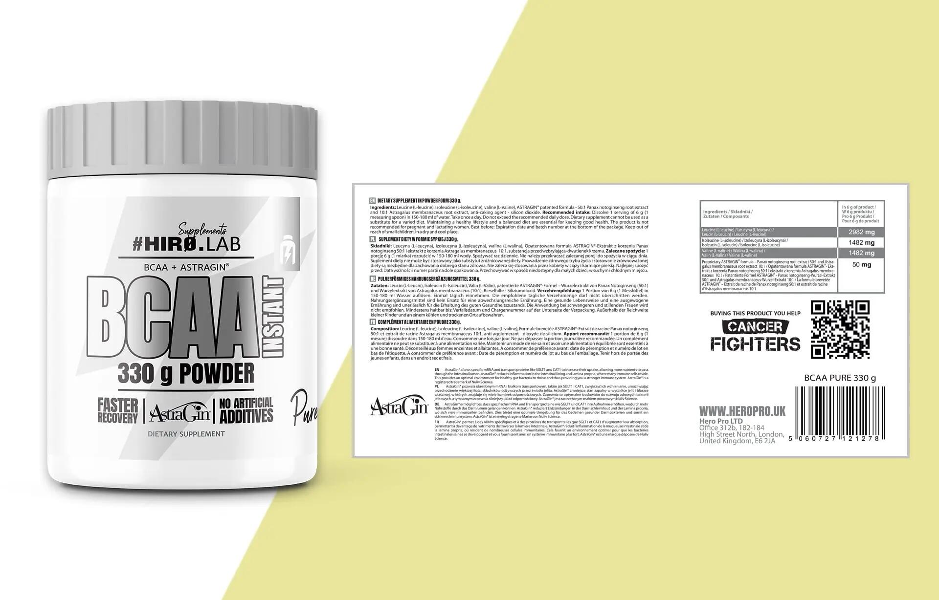 Hiro Lab BCAA Powder Instant 330g Unflavoured 4/4