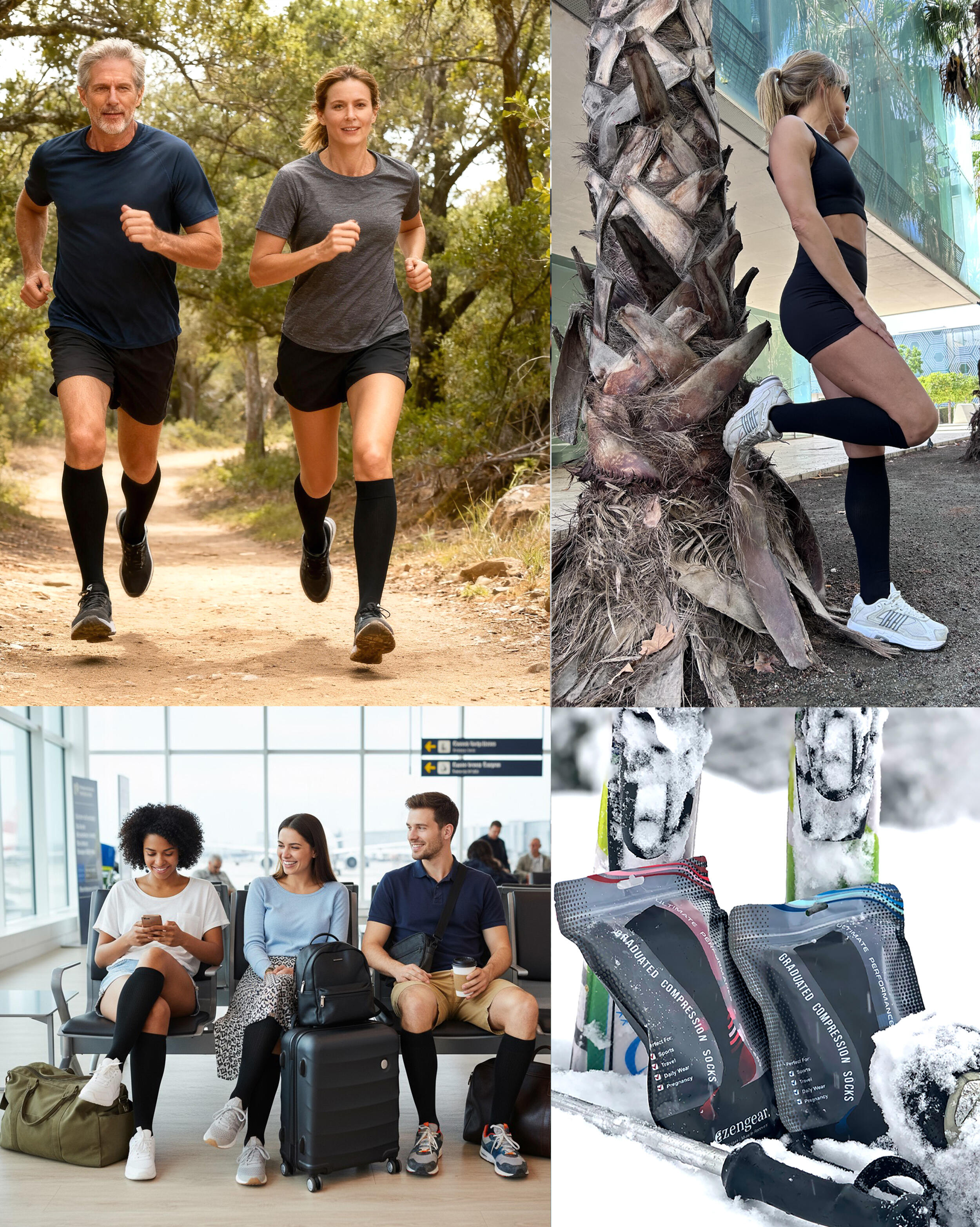 Chaussette de Compression Femme et Homme (20-30mmHg Classe 2) (Noir/Marine,L-XL) 2/9