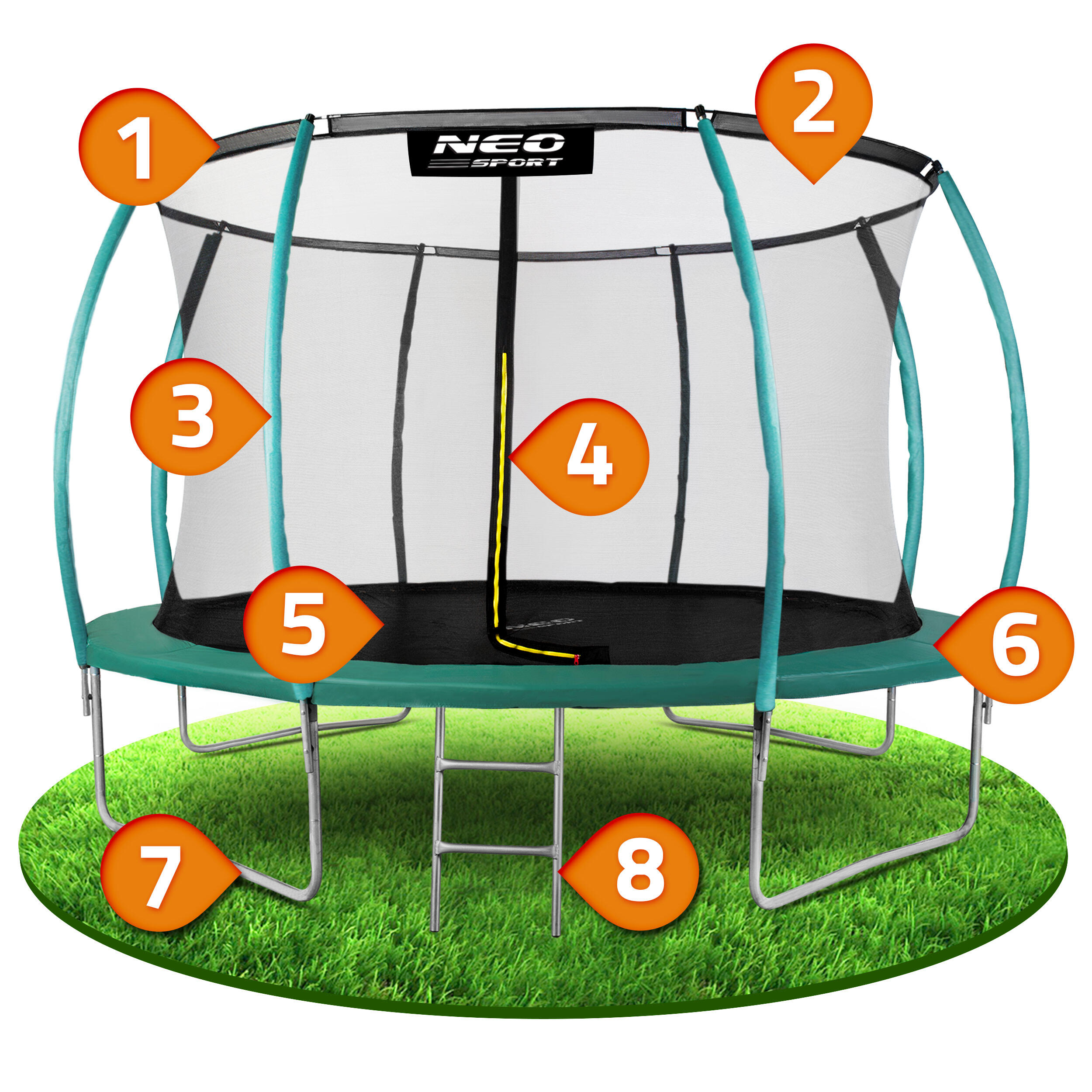 Trampolina ogrodowa Neo-Sport  NS-14C181 Circle 14ft/435 z siatką wewnętrzną 3/5