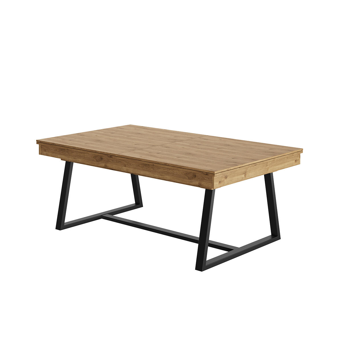 BILLARD BRIO CHENE SABLE - PIEDS NOIR - DRAP ROUGE AVEC PLATEAUX TABLE 4/5