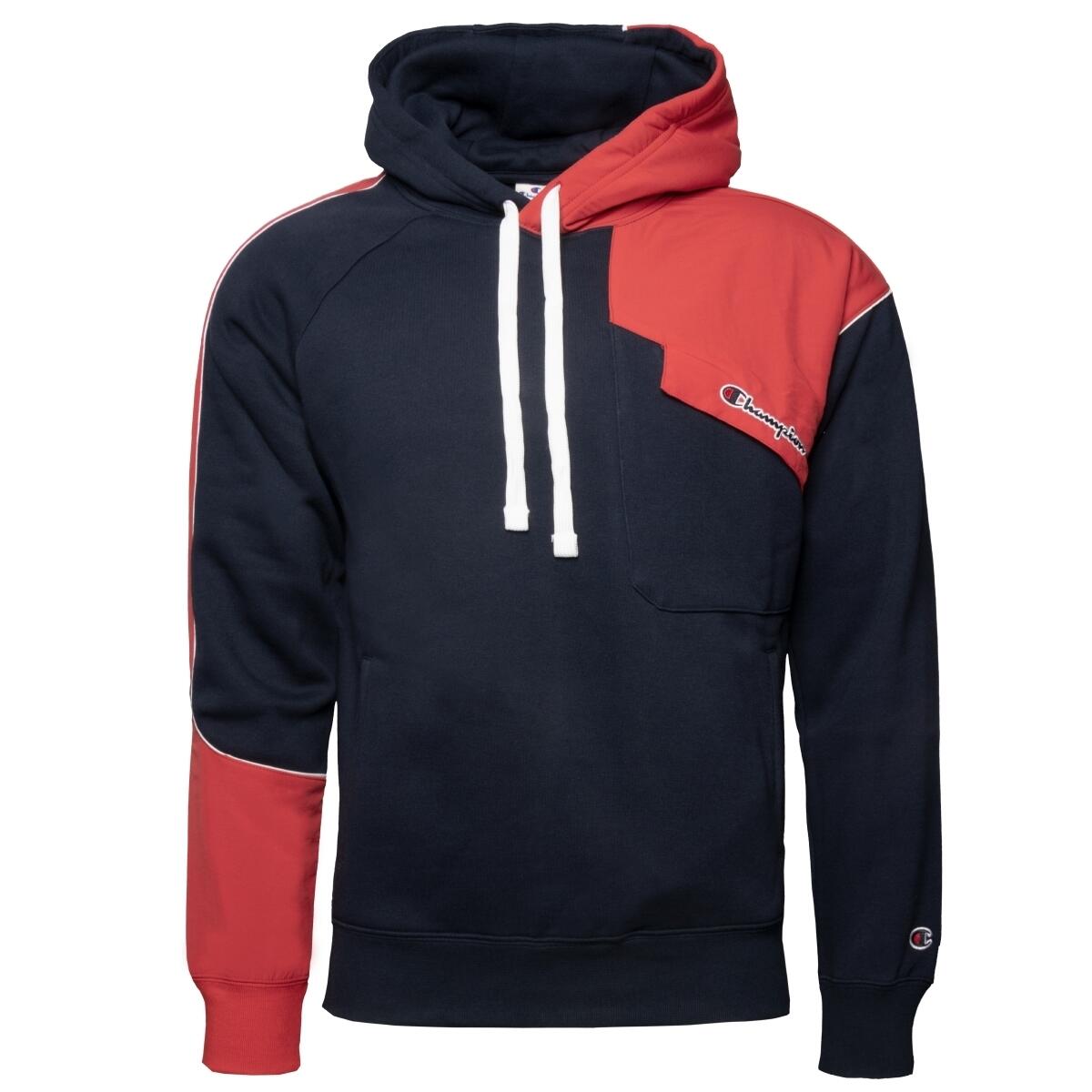 Champion - Sweat À Capuche Champion Reverse Weave Patchwork - Pull - Bleu - Decathlon