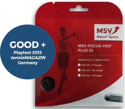 Naciąg do rakiety tenisowej MSV Focus Hex Plus 25 czarny set 12 m. -