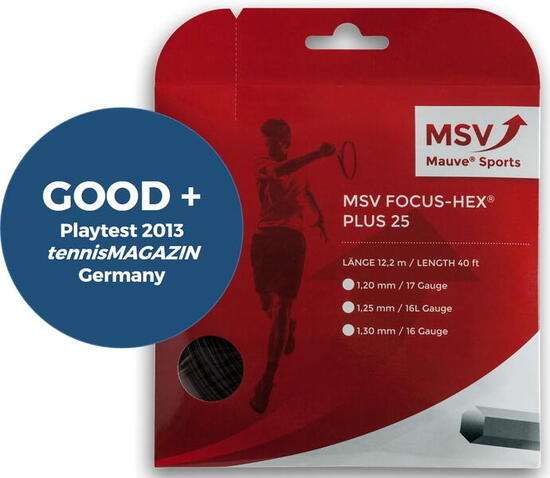 Naciąg do rakiety tenisowej MSV Focus Hex Plus 25 czarny set 12 m. -