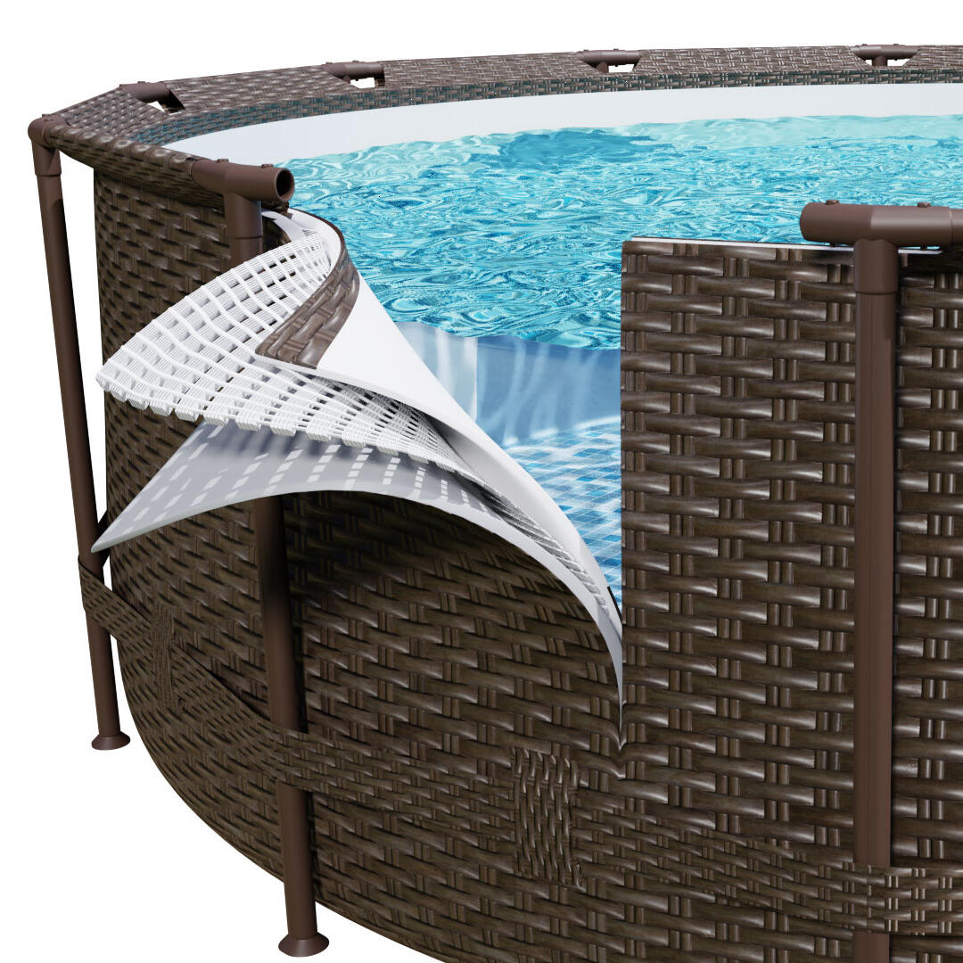 ÜBERSCHRIFT:
Schwimmen Pool 18-in-1 Set - Stahlrahmen-Gartenpool Braun 4/6