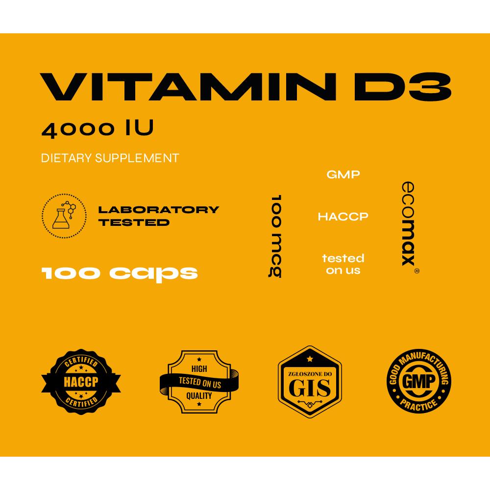 nowmax® Vitamin D3 100mcg 4000IU 100 kaps 3/3