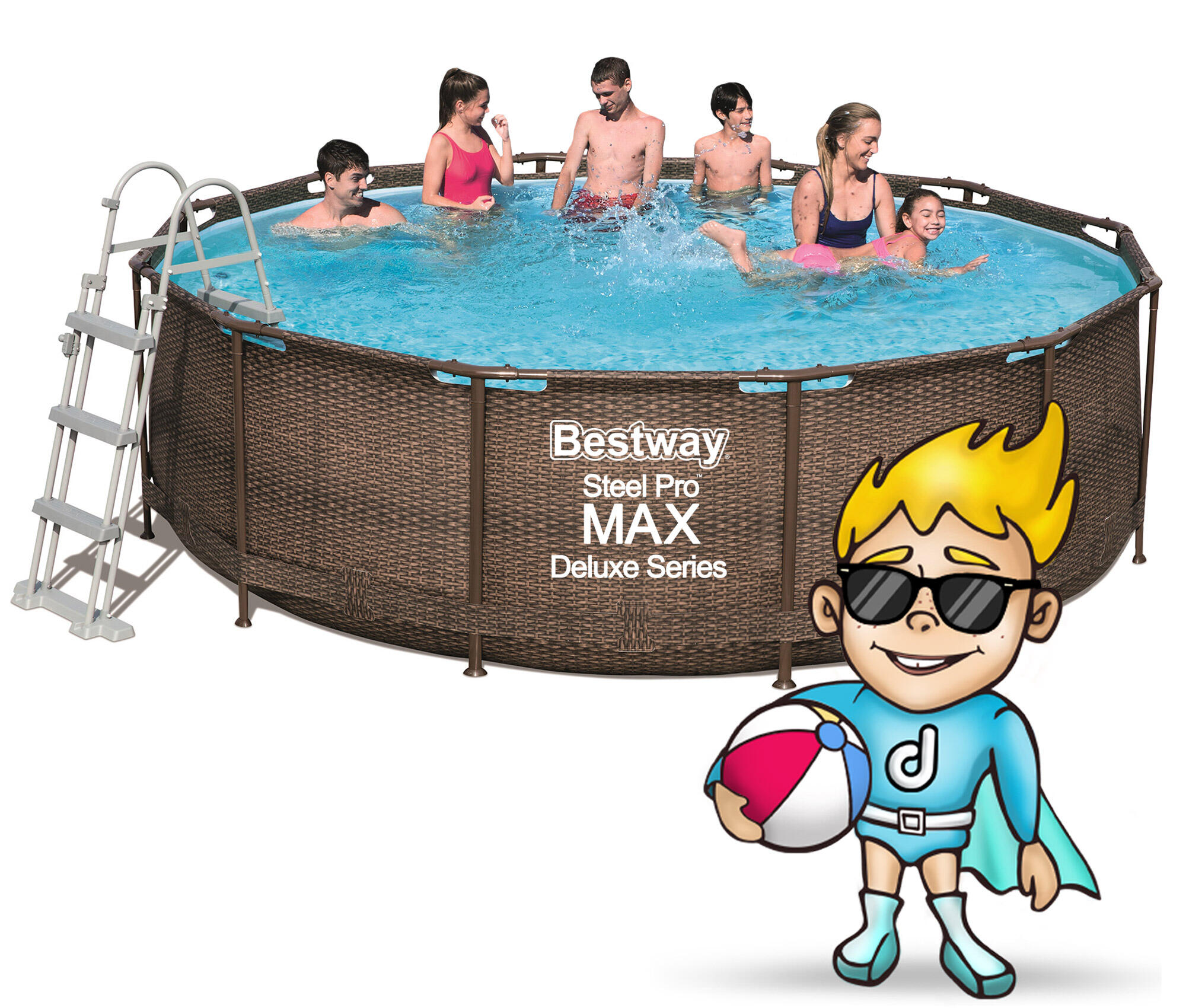 ÜBERSCHRIFT:
Schwimmen Pool 18-in-1 Set - Stahlrahmen-Gartenpool Braun 2/6