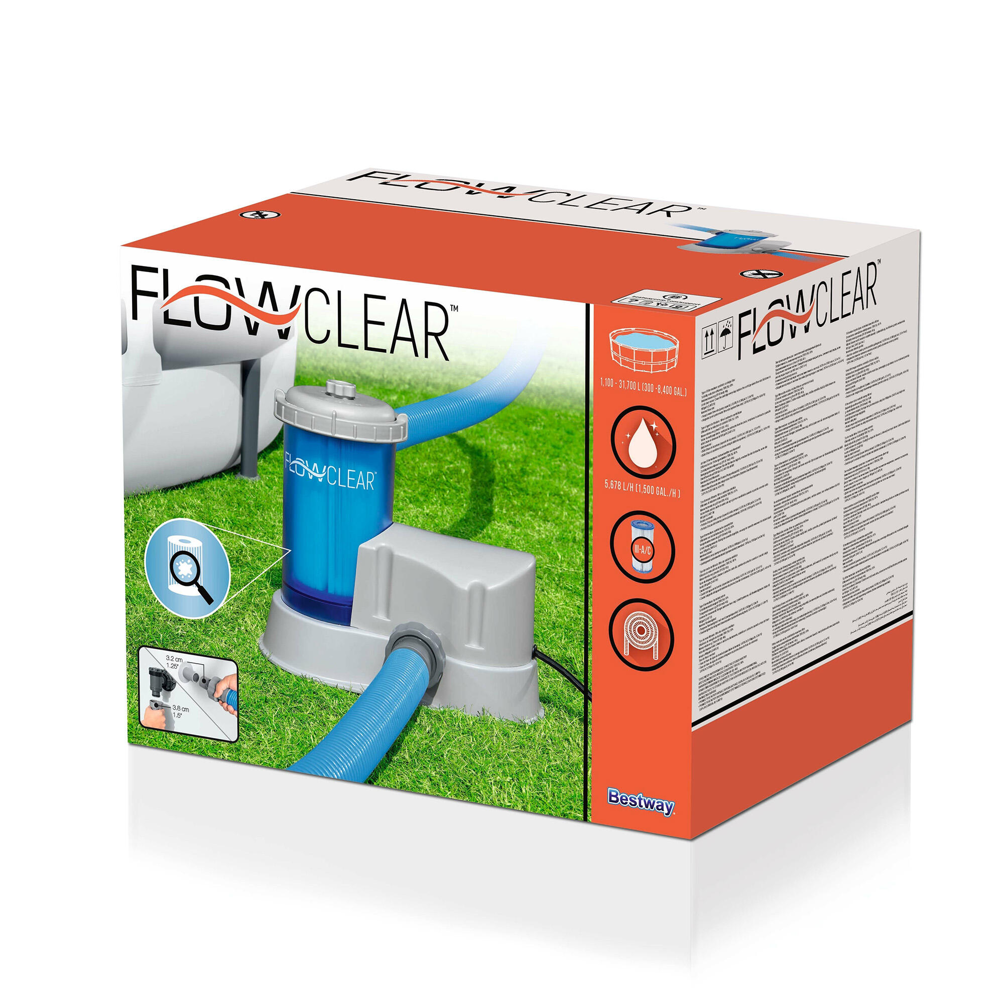 Bomba de Filtragem Transparente Flowclear™ 5,678 L 5/7