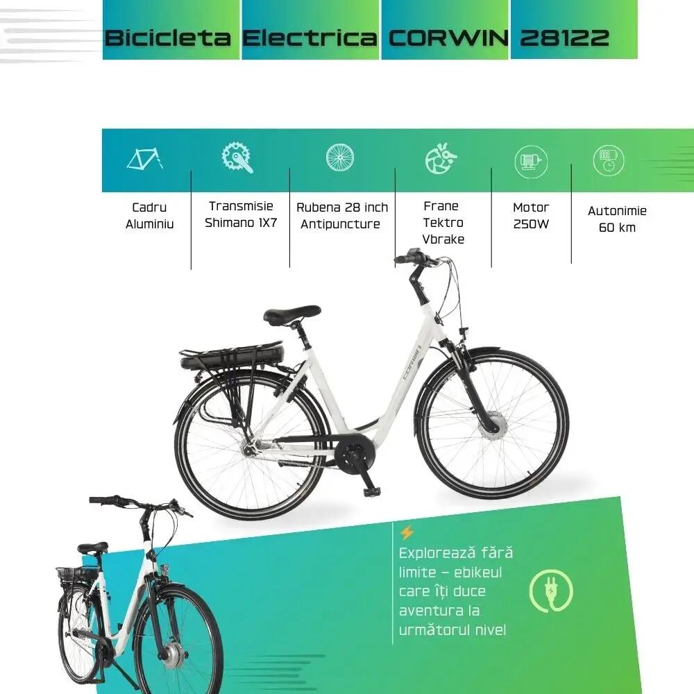 Vélo électrique Corwin 28122 - 28 pouces, 530 mm, blanc 3/4