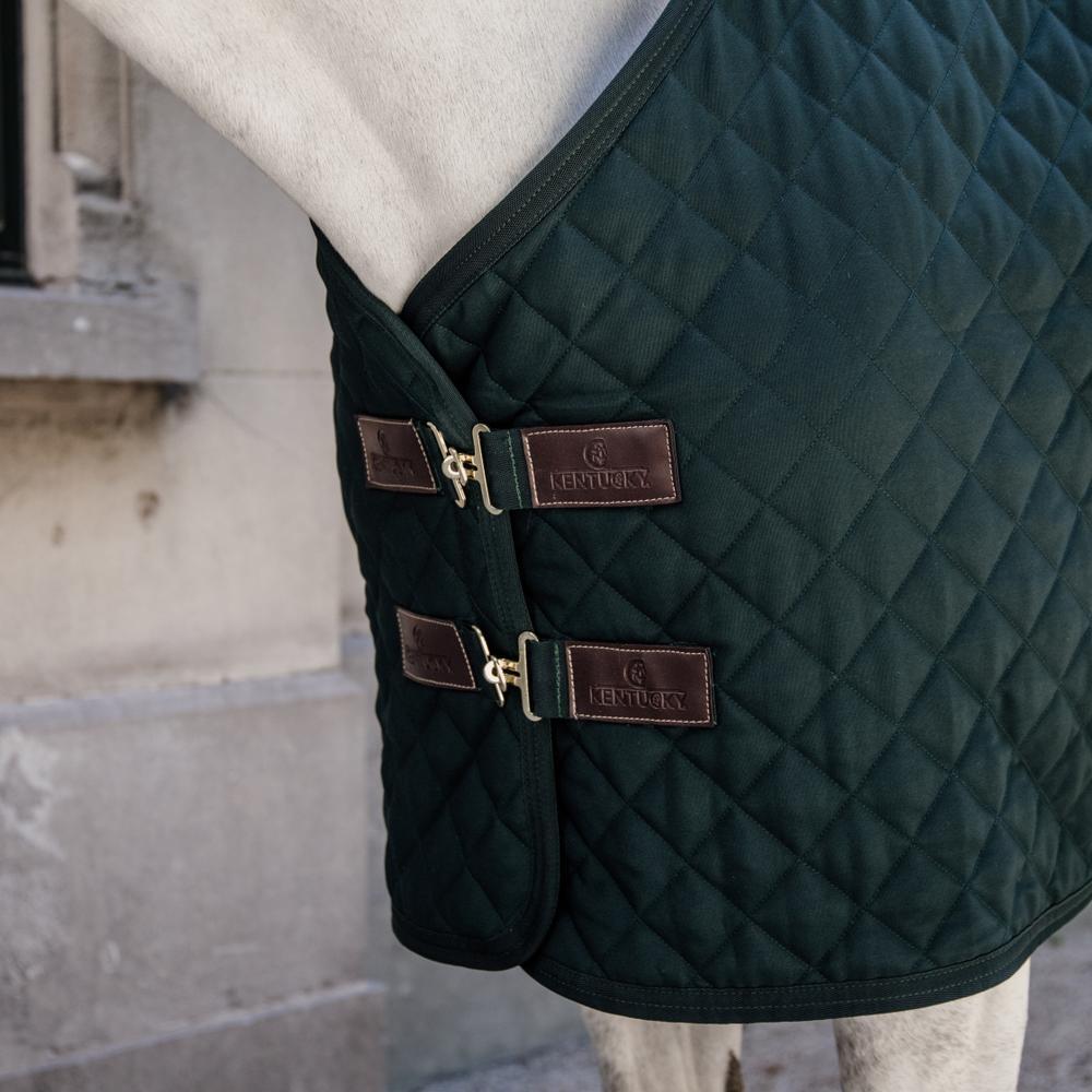 Couverture d’écurie - 600D - 125 cm / 5'9 - Fourrure de lapin vegan - Vert foncé 3/5