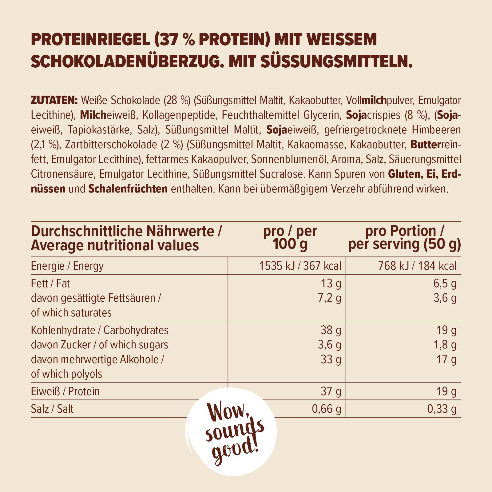 Superbar Eiweißriegel, 37% Protein, low sugar, White Chocolate Jelly, 50 g 3/4