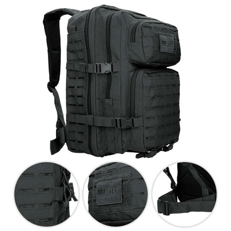 MIL-TEC MOCHILA TÁTICA MILITAR MIL-TEC Corte Laser Preta 36L