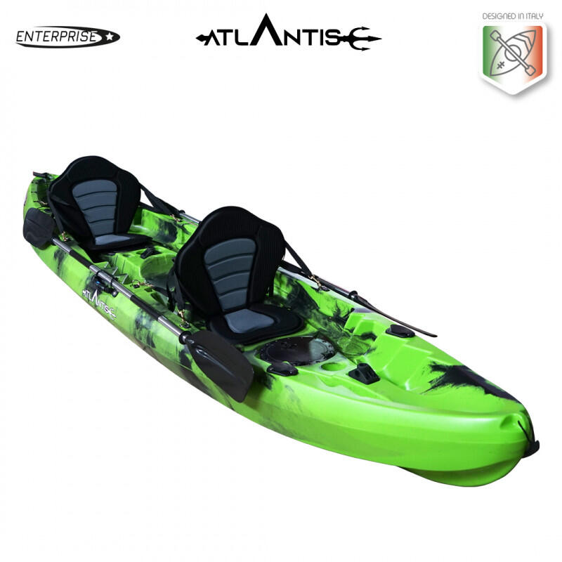 Kayak - canoa 2 posti Atlantis ENTERPRISE EVOLUTION cm 385 verde/nera + 2 pagaie 2/5