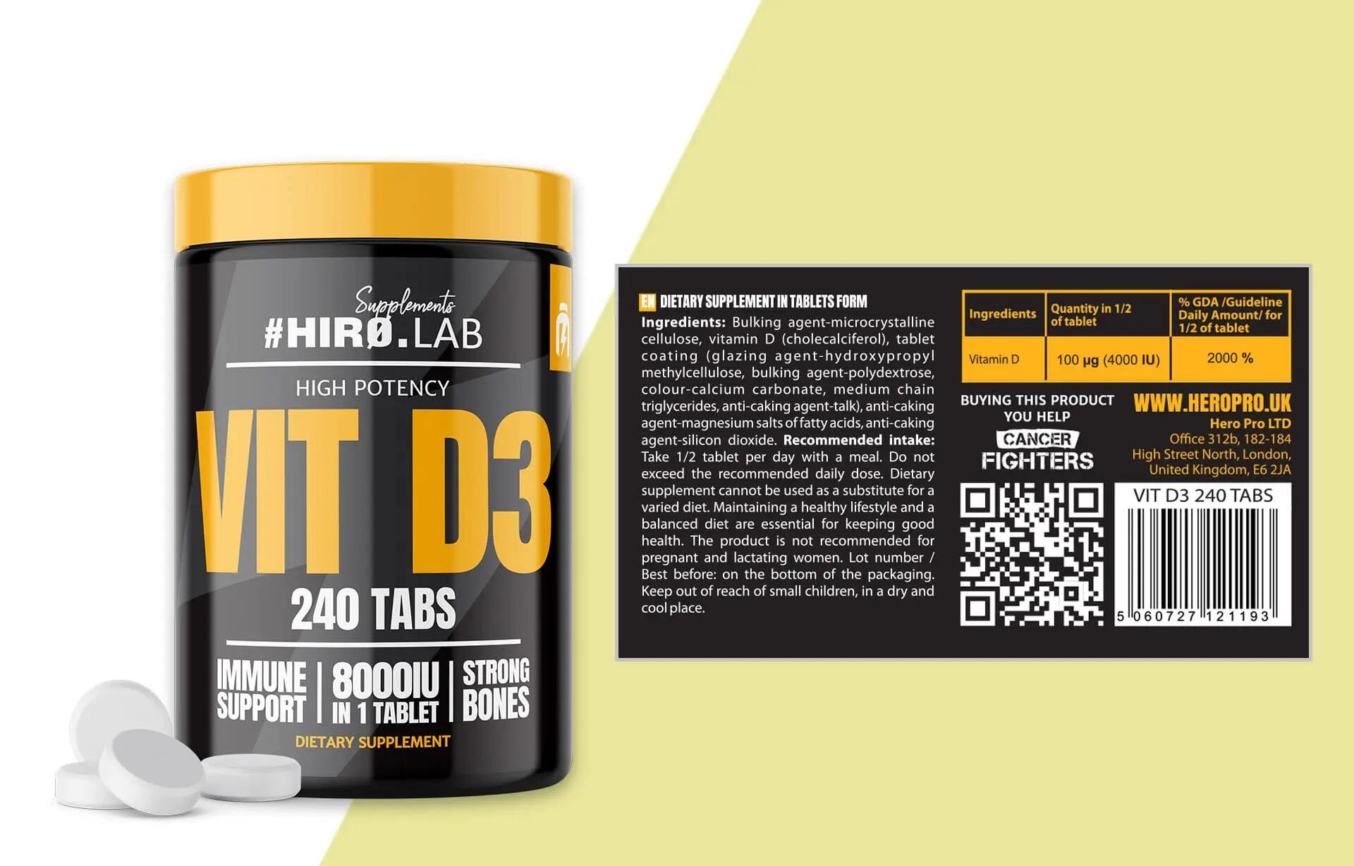 Hiro Lab Vitamin D3 8000IU 240 Tabs 2/2