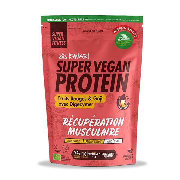 Super Vegan Fitness - Super Vegan Protein Fruits Rouges & Goji Avec Digezyme® - Protéines Végétales - 400 G - Decathlon