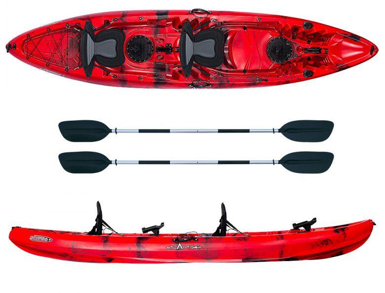 Kayak - canoa 2 posti Atlantis ENTERPRISE EVOLUTION cm 385 rossa/nera + 2 pagaie 1/5