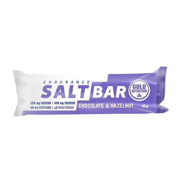 GOLD NUTRITION CAIXA DE 15 BARRAS ENERGÉTICAS ENDURANCE SALT BAR CHOCOLATE & AVELÃ  - 40 G