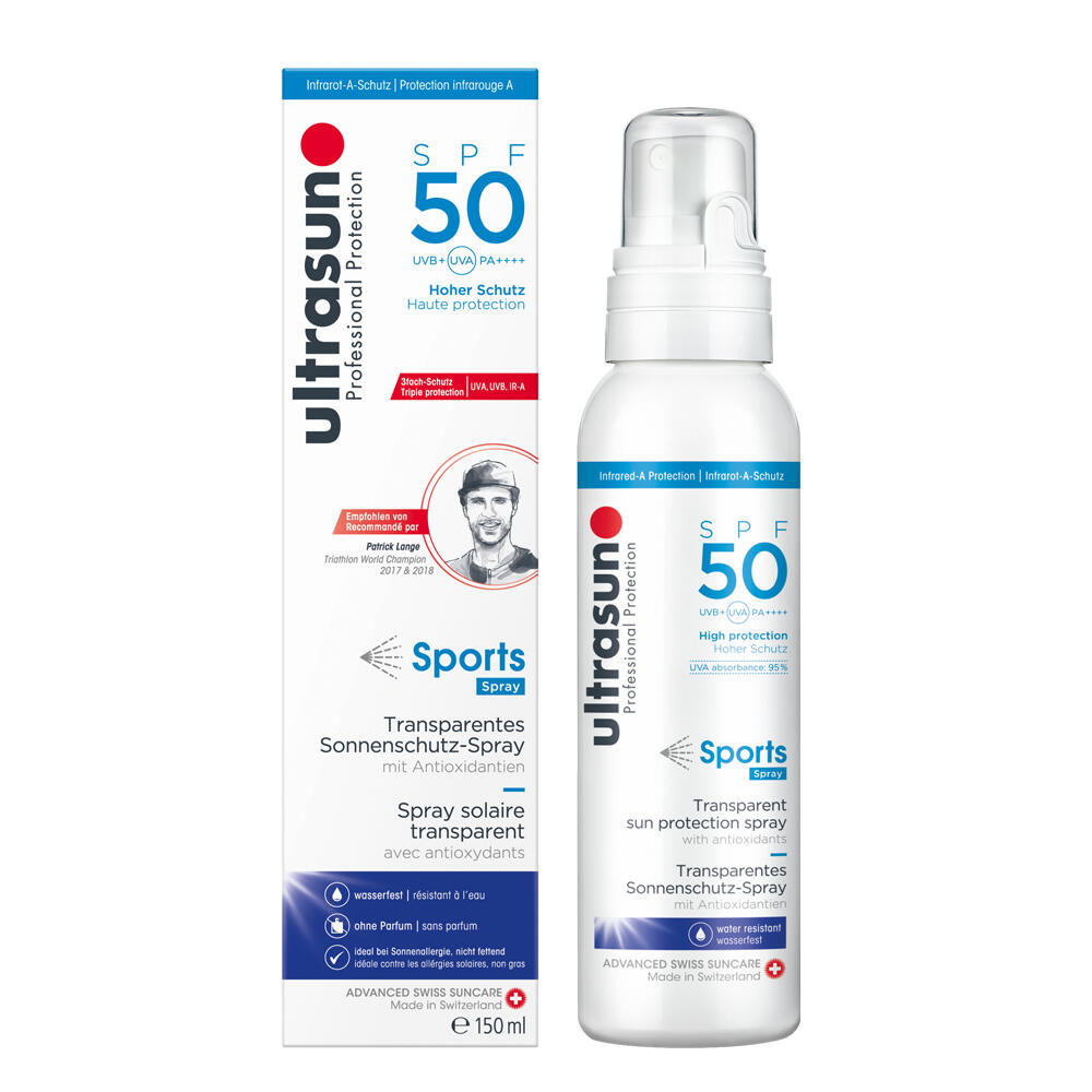 ultrasun spf 50 sports transparent sun protection spray