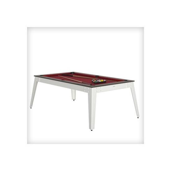 BILLARD STEEL ANTHRACITE - PIEDS BLANCS - DRAP ROUGE