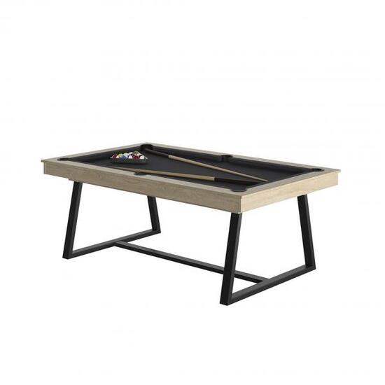 BILLARD BRIO OSLO - PIEDS NOIR - DRAP GREY AVEC PLATEAUX TABLE