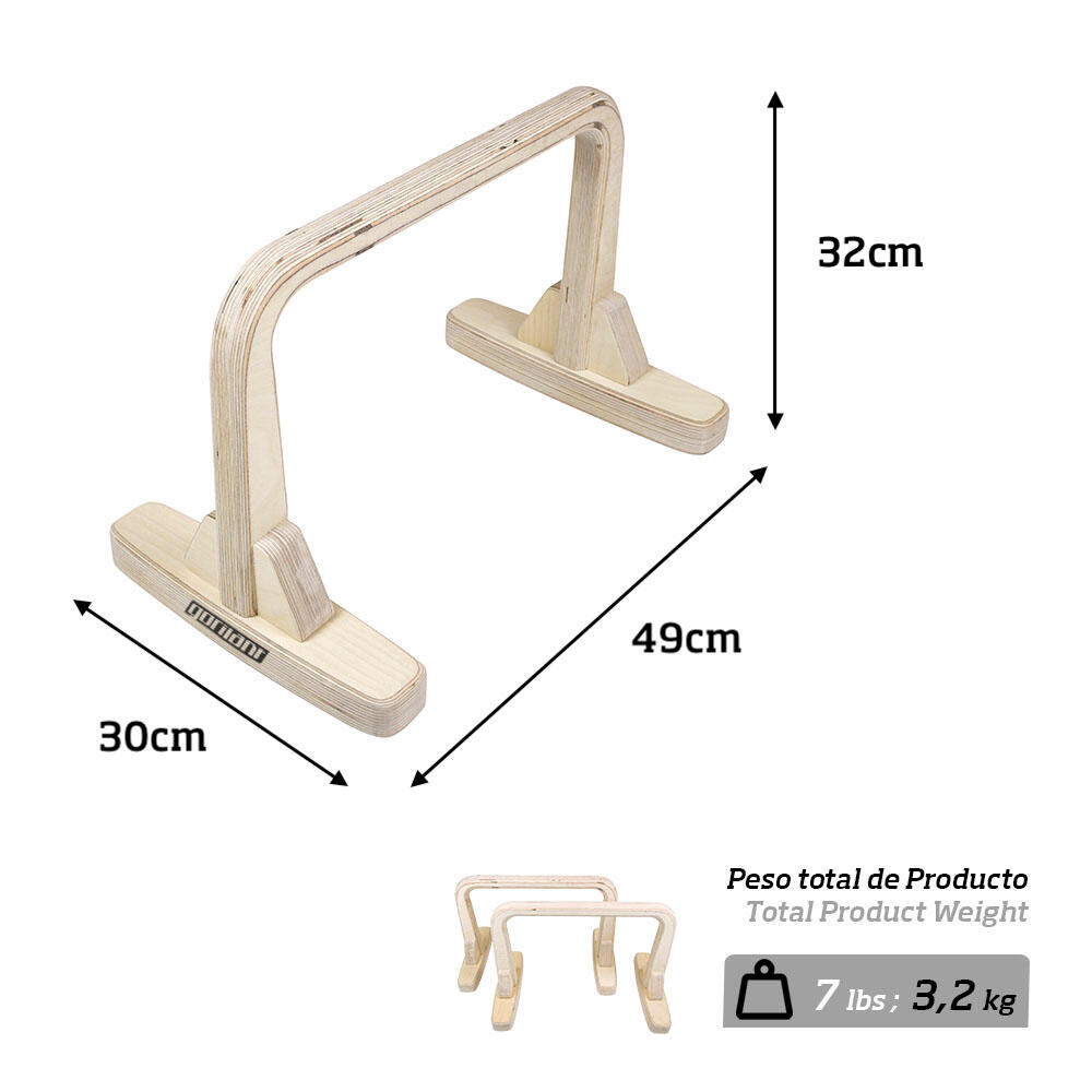 Paralelas Calistenia Madera 32CM Gorletic Entrenamiento en Casa (Natural) 7/7