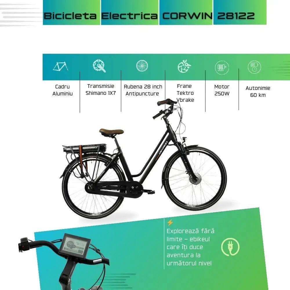 Bicicleta Electrica Corwin 28122 - 28 Inch, 490mm, Negru 3/7