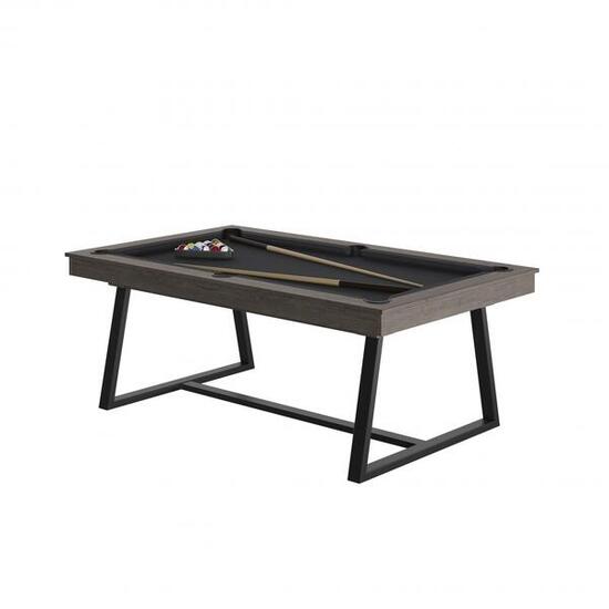 BILLARD BRIO ANTHRACITE - PIEDS NOIR - DRAP GREY AVEC PLATEAUX TABLE