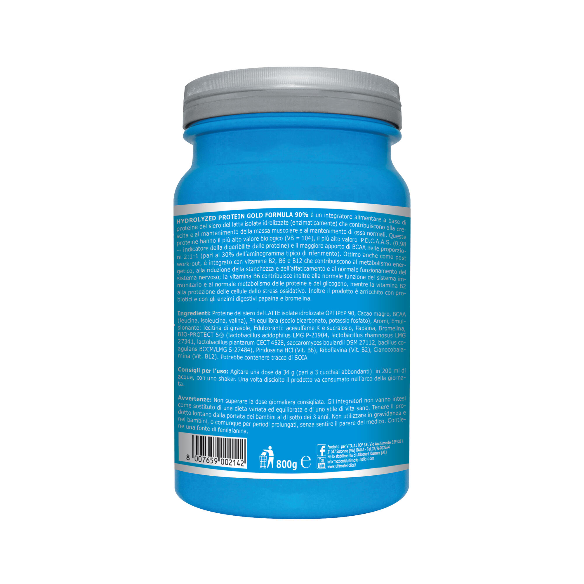 Integratore alimentare - HYDROLIZED PROTEIN CIOCCOLATO ALLA NOCCIOLA - 800g 3/5