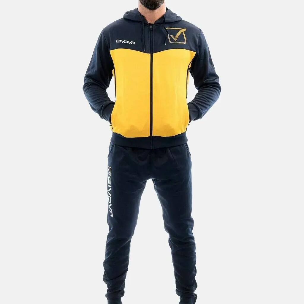 Warehouse 4 Melange Tracksuit with Polarfleece Hood — Red/Black