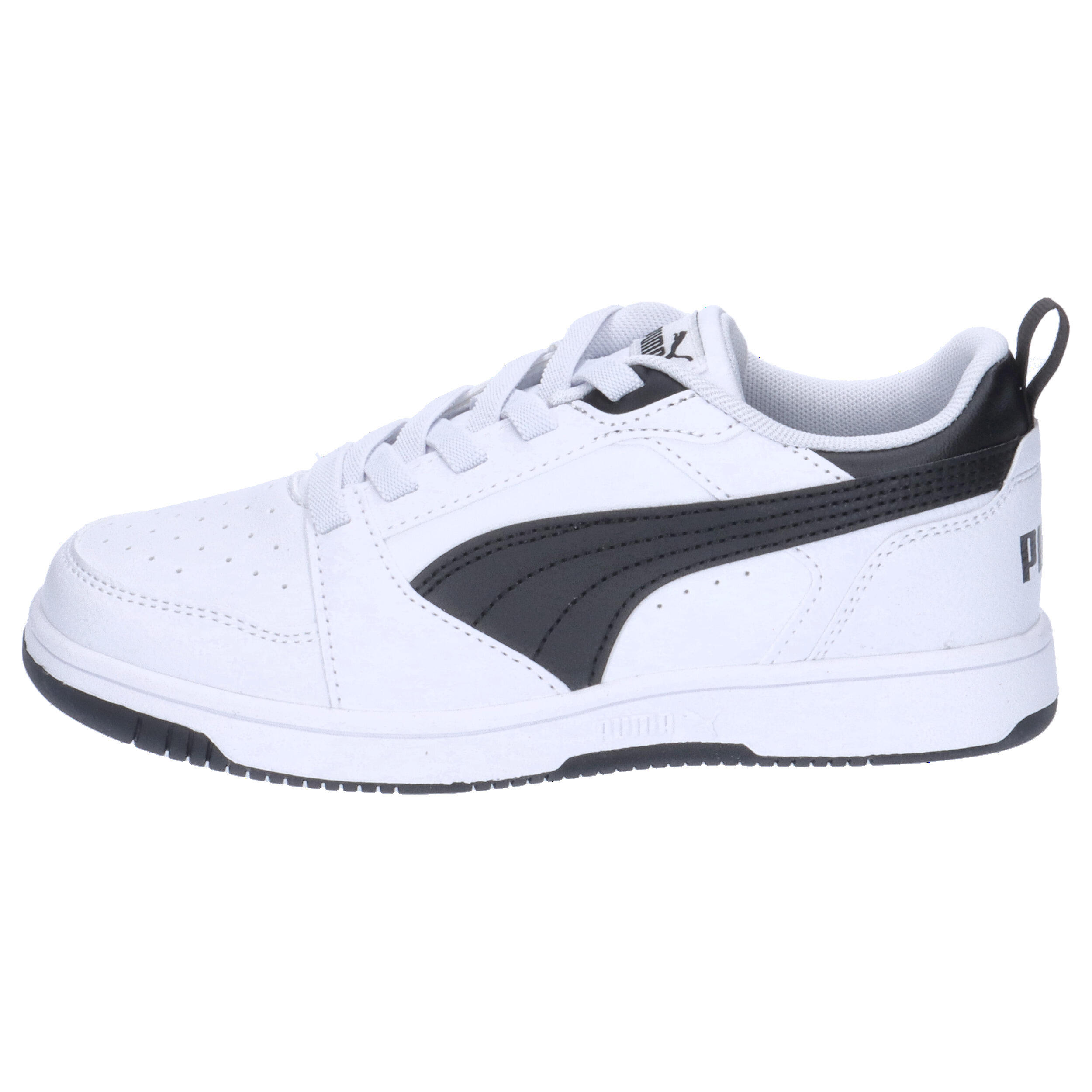 Puma Rebound V6 Lo AC PS Unisex Kinder Sneaker 396742 02 weiß/schwarz 10/15