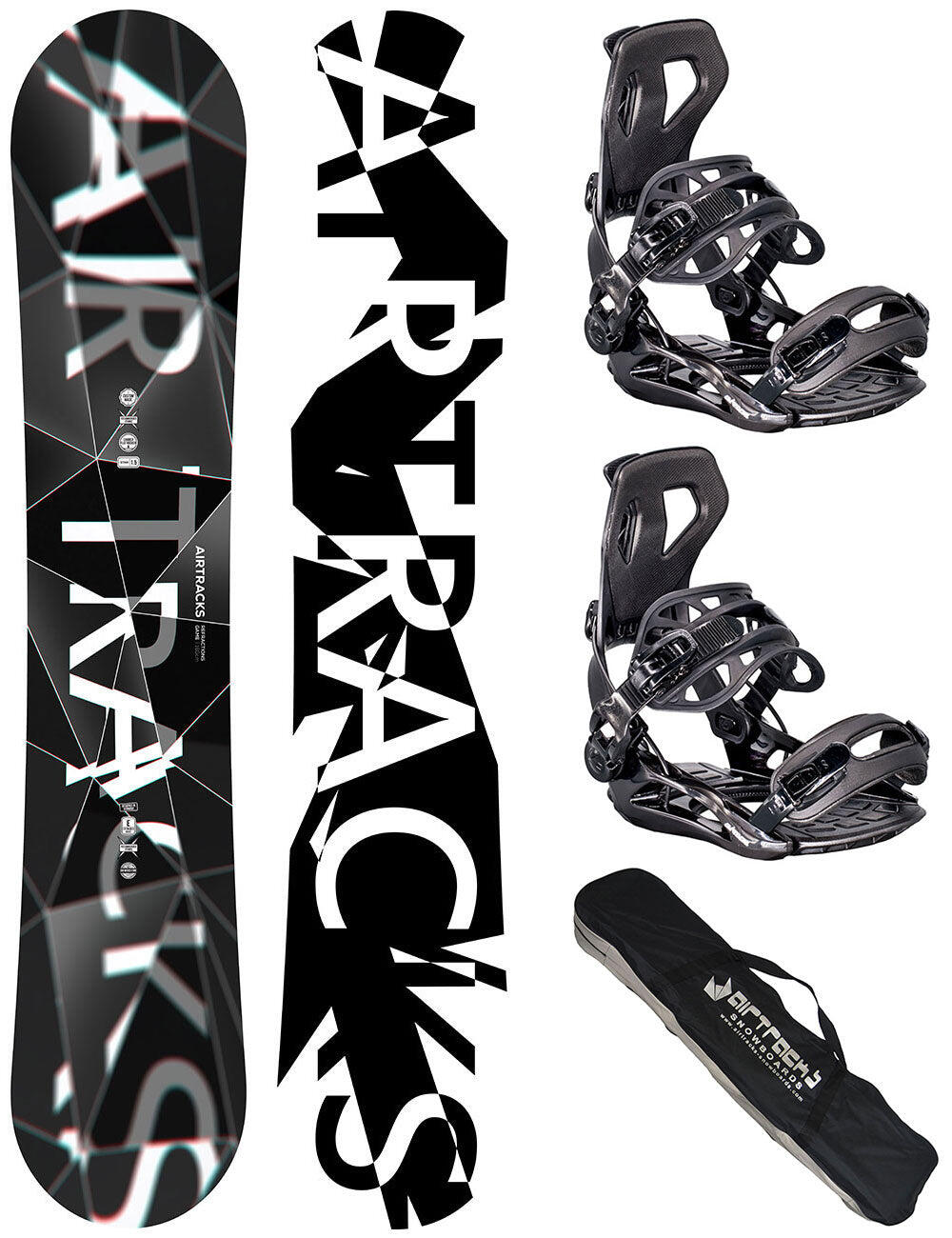 AIRTRACKS Pack Snowboard Homme Refractions Game Wide + Fixations Master XL + Housse