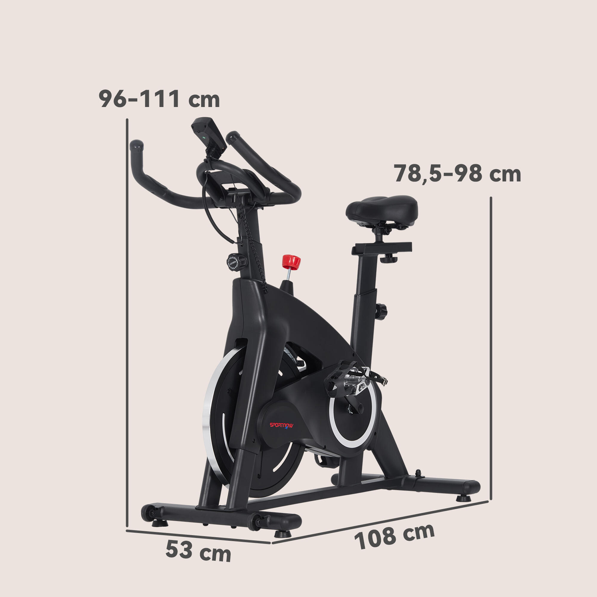Bicicleta Estática SPORTNOW 108x53x111 cm Negro 3/8