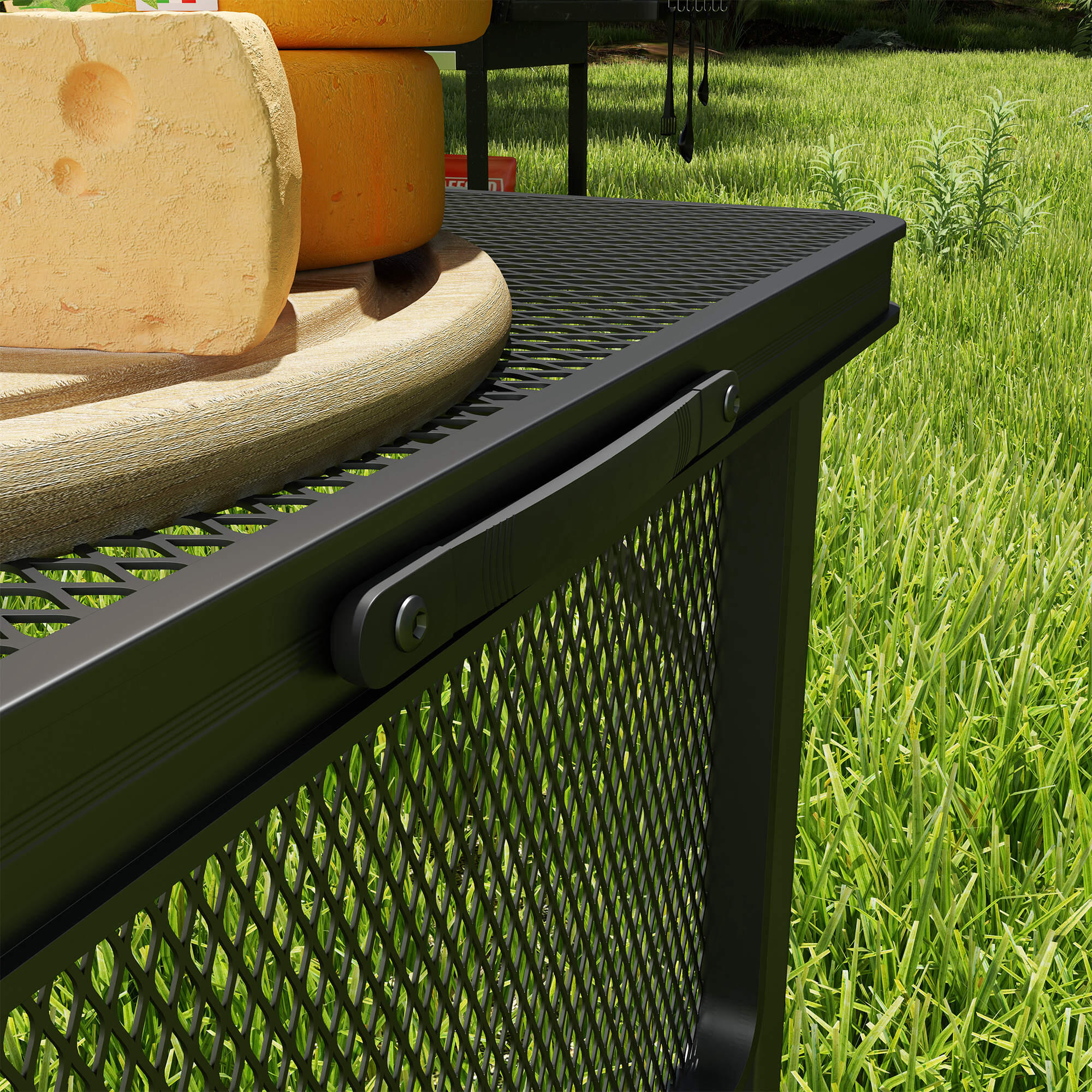 Mesa de campismo dobrável 137x62x57-67 cm preto Outsunny 4/6
