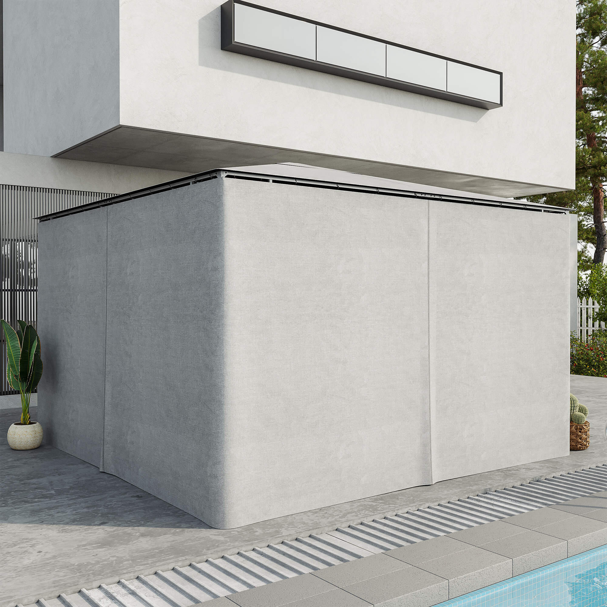 Laterales para Carpa Outsunny 352x205 cm Gris Claro 2/8