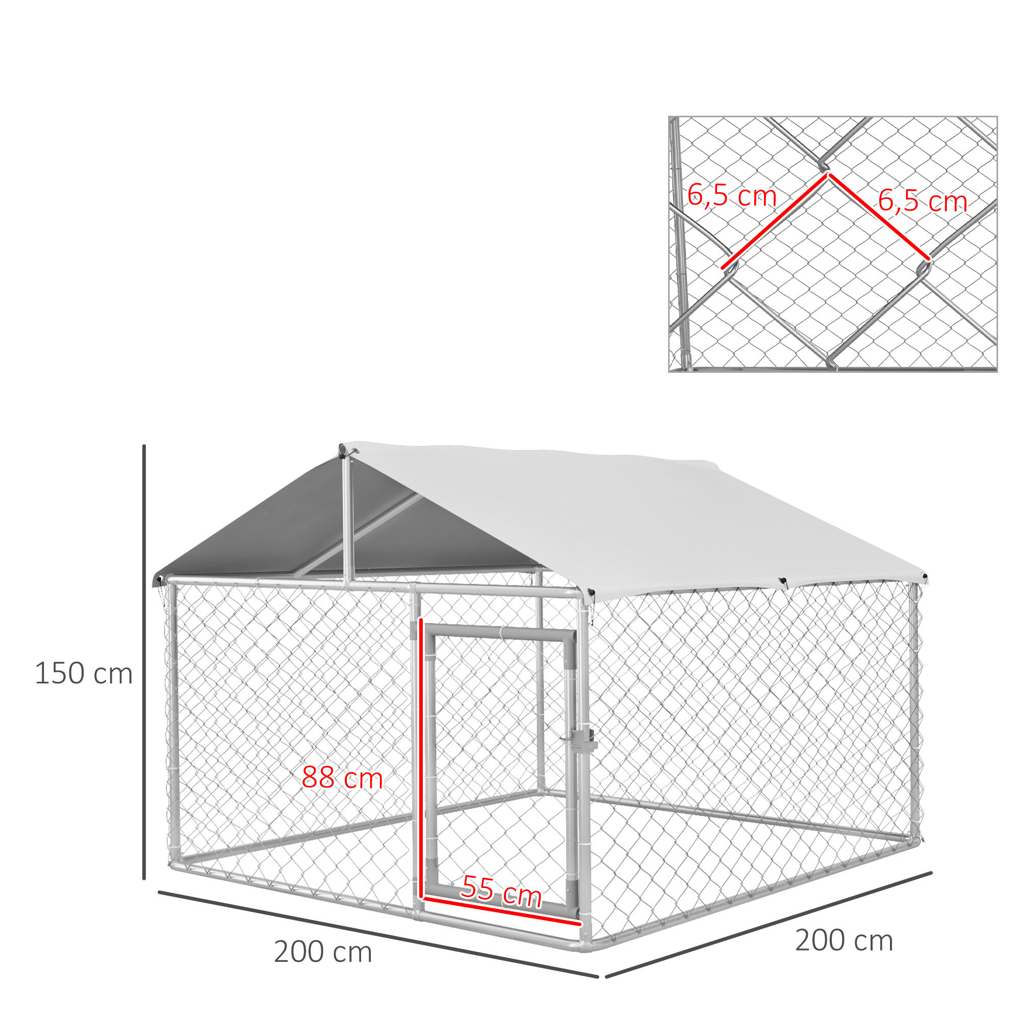 Parque para Perros PawHut 200x200x150 cm Plata 3/7