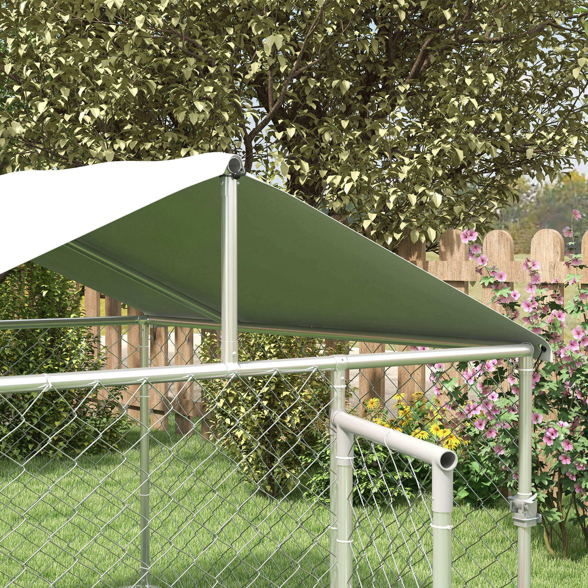 Parque para Perros PawHut 200x200x150 cm Plata 4/7