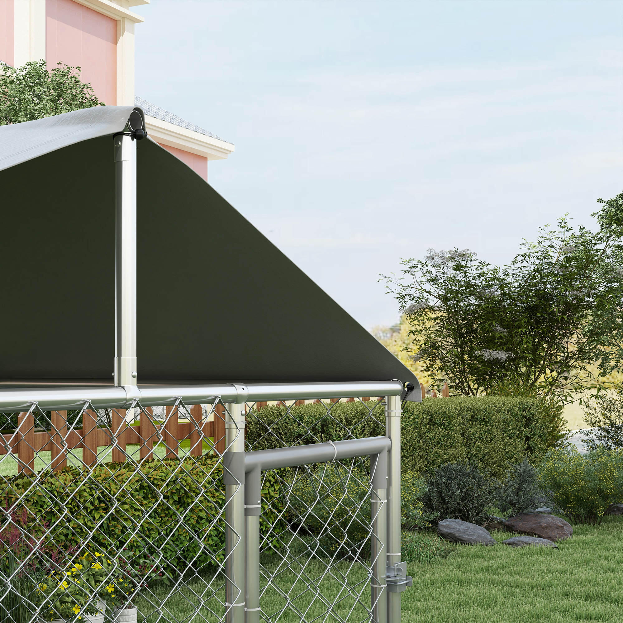 Parque para Perros PawHut 200x200x150 cm Plata 5/7