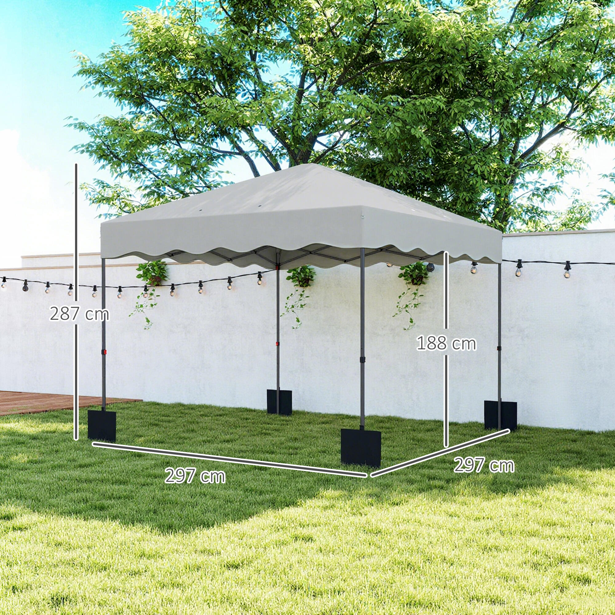 Tenda dobrável 297x297x287 cm branco Outsunny 3/7