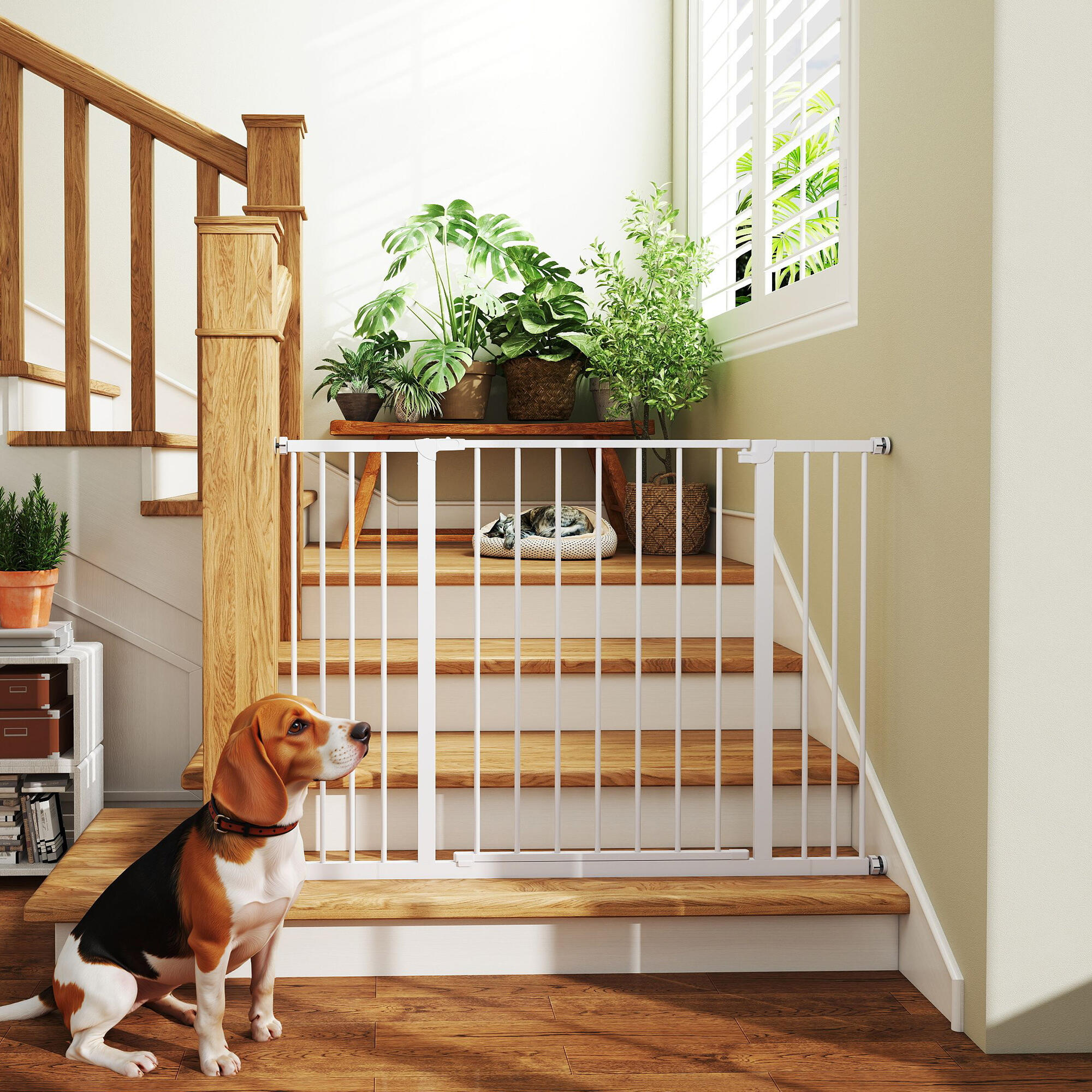 Barrera de Seguridad para Perros PawHut 107x76 cm Blanco 4/8