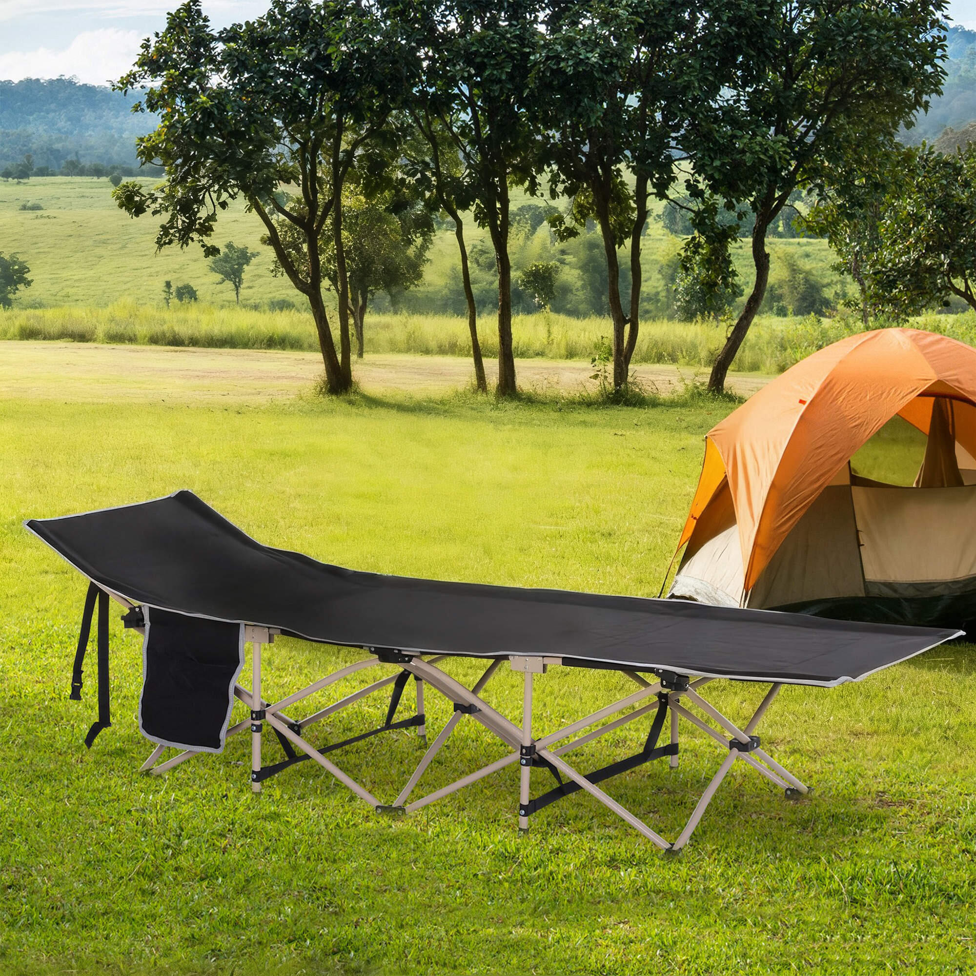 Cama de Camping Outsunny 190x68x52 cm Negro 2/7