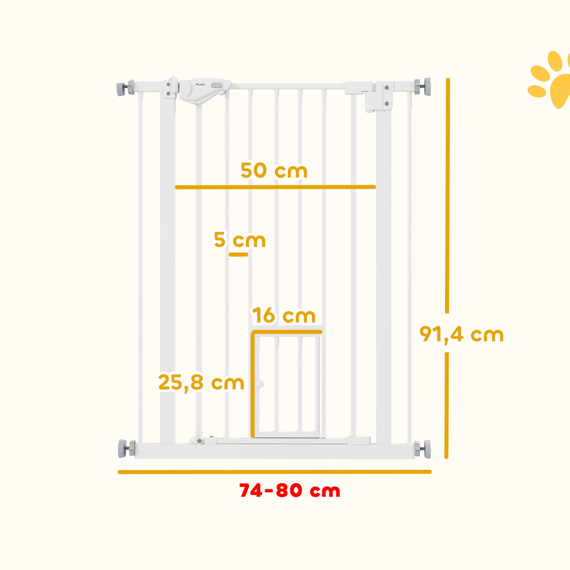Barreira de Segurança para Cães PawHut 68x91,4 cm Branco 3/7