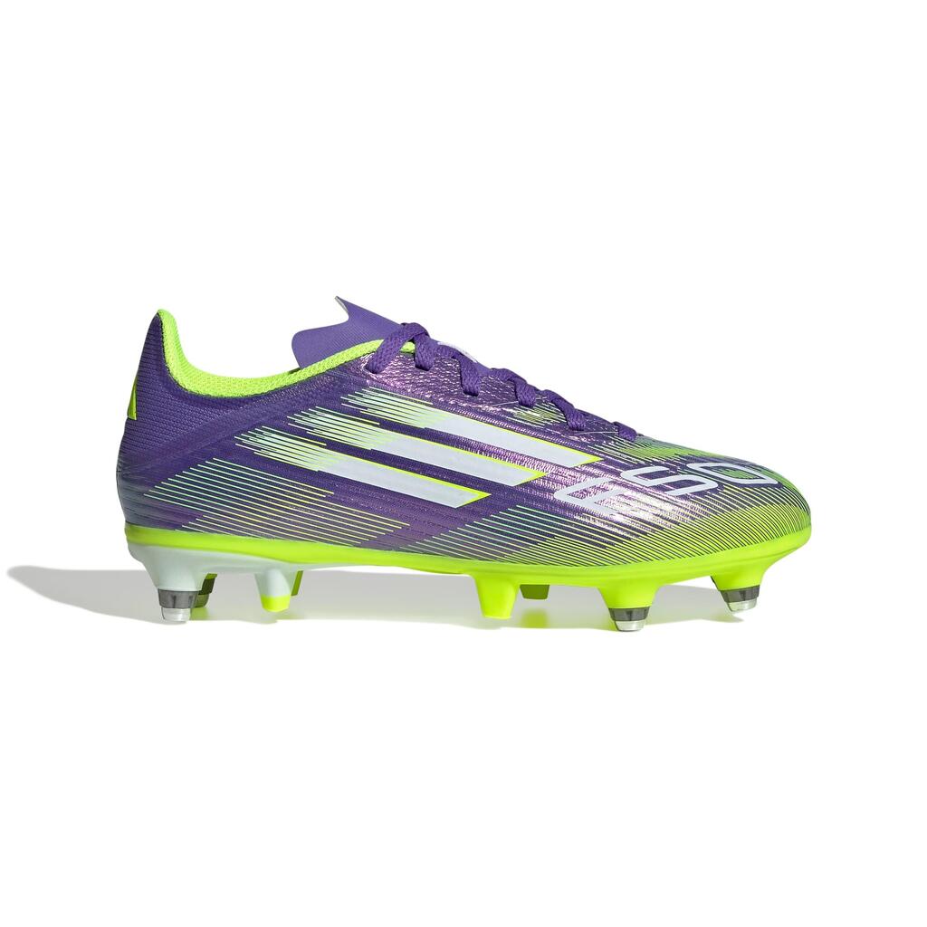 Kids\' Adidas F50 League SG Cleats Purple and Lemon Yellow