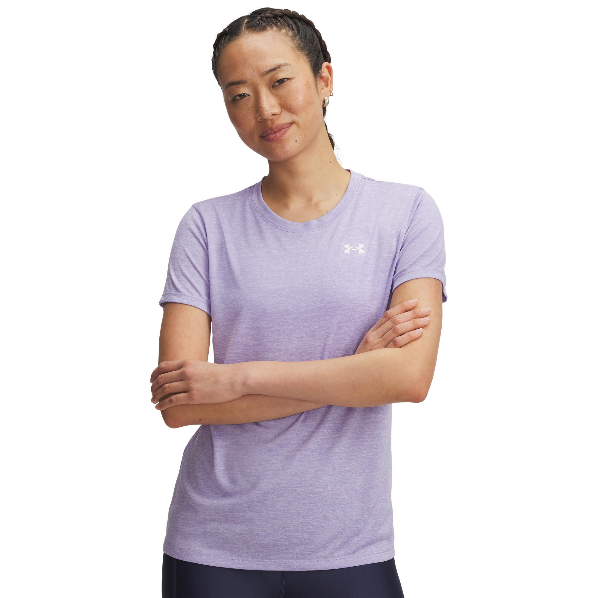 Under Armour - Maillot Chiné Femme Under Armour Tech - T-shirt Manches Courtes - Blanc|incolore|violet - Decathlon