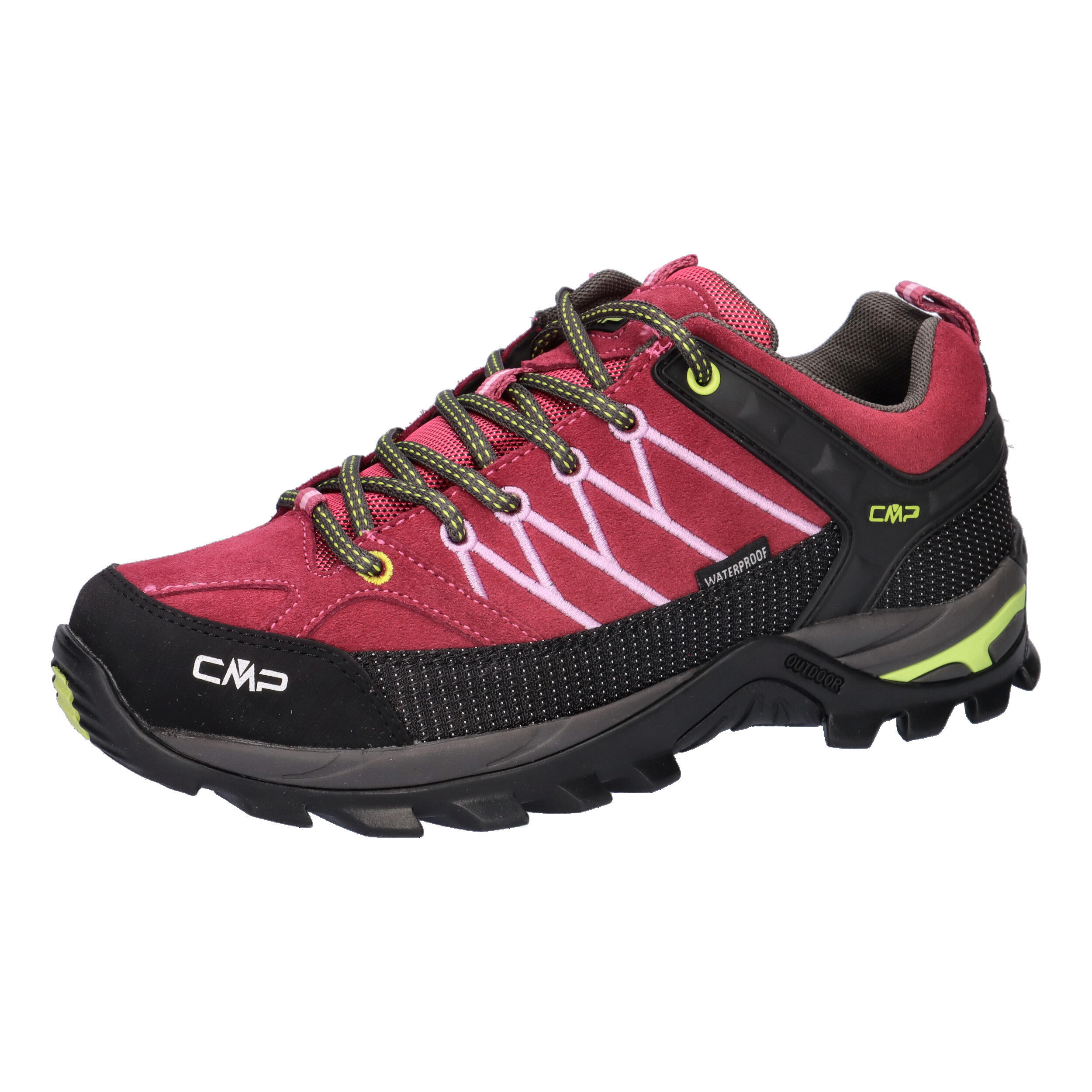 Cmp Sapatos De Caminhadas Para Mulheres Rigel Wp Low Preto Verde Vermelho da Decathlon