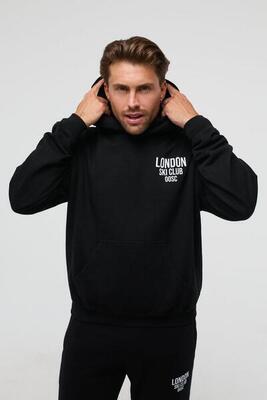 London ski club oversize hoodie - zwart