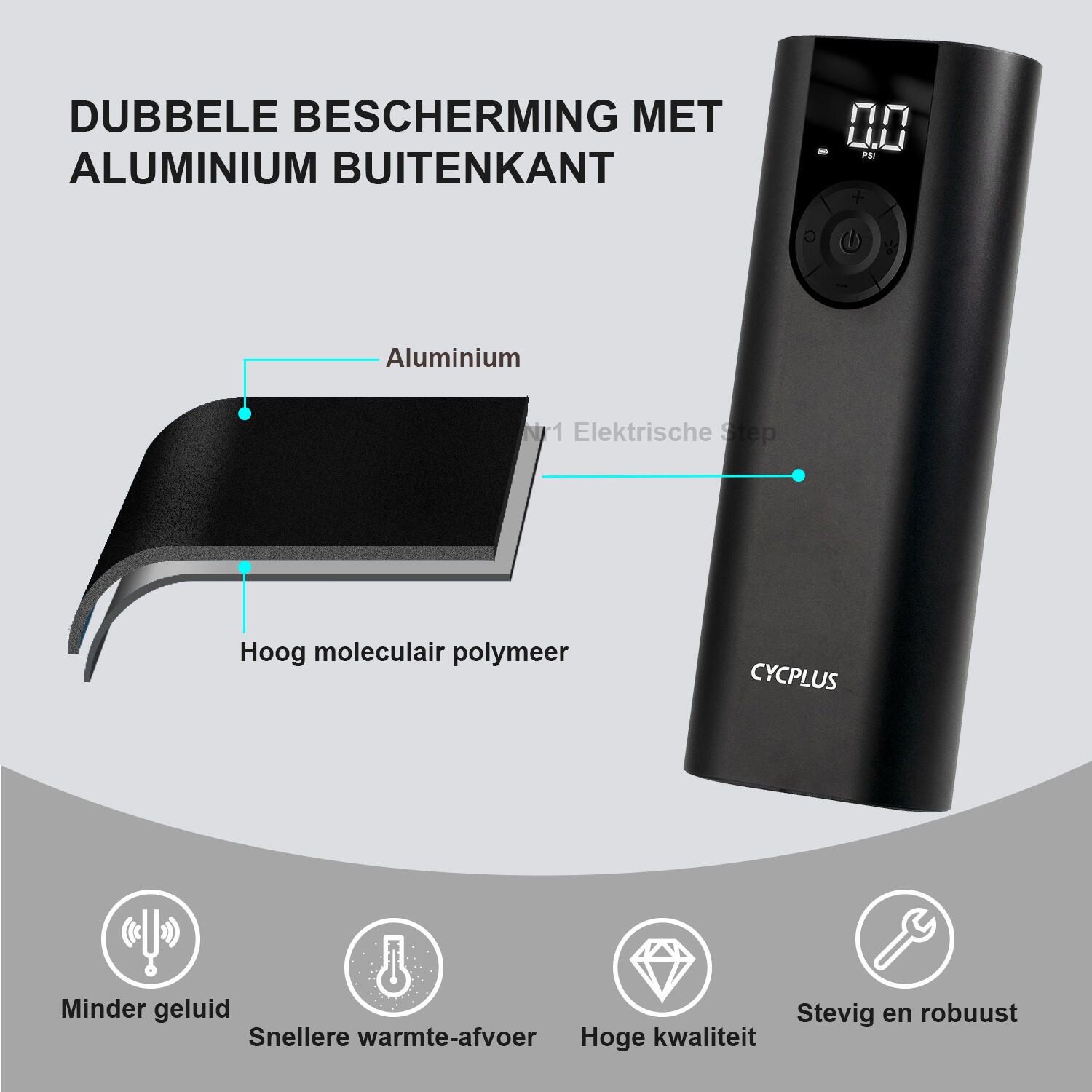Cycplus A8 accupomp 5200 mAh oplaadbare luchtcompressor fietspomp auto 4/5