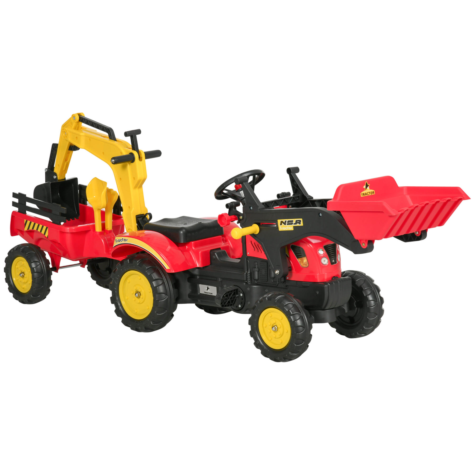 HOMCOM Trator a Pedais 179x42x59 cm vermelho HOMCOM
