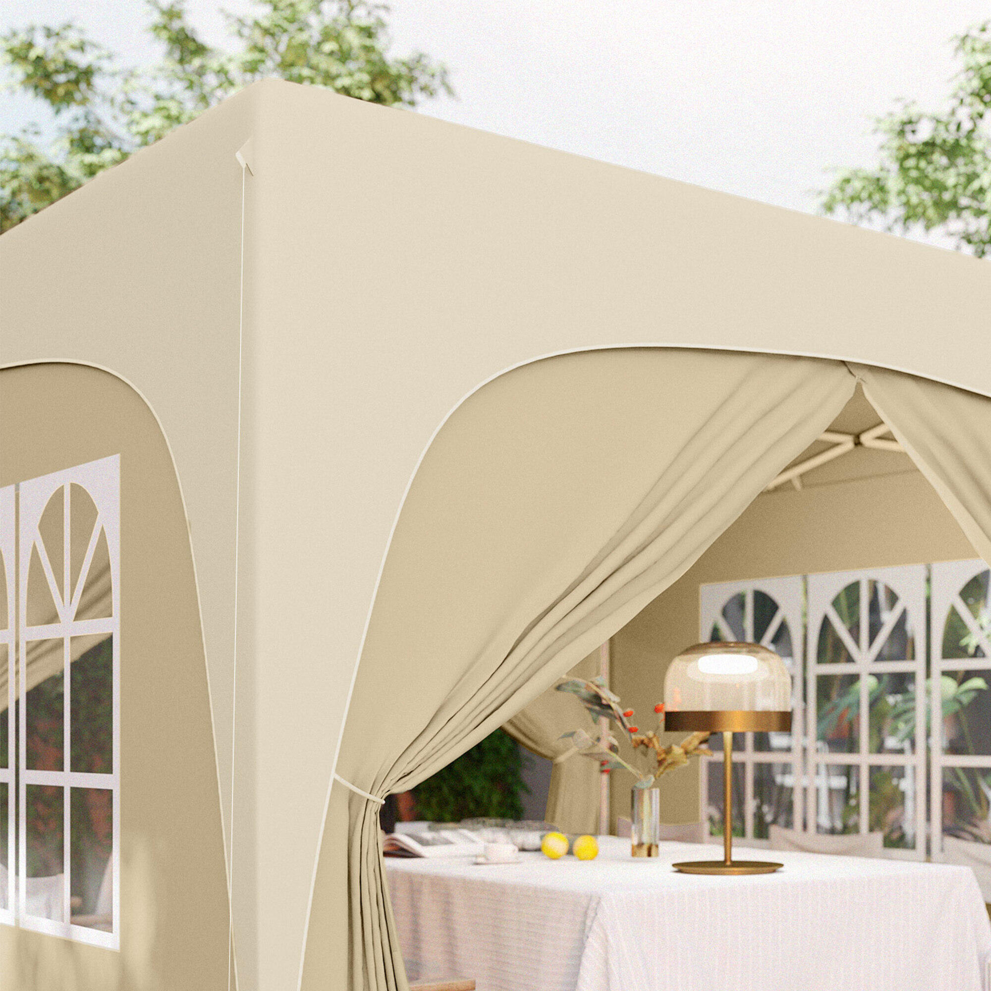 Tenda dobrável 300x300x273 cm cor de areia Outsunny 5/7