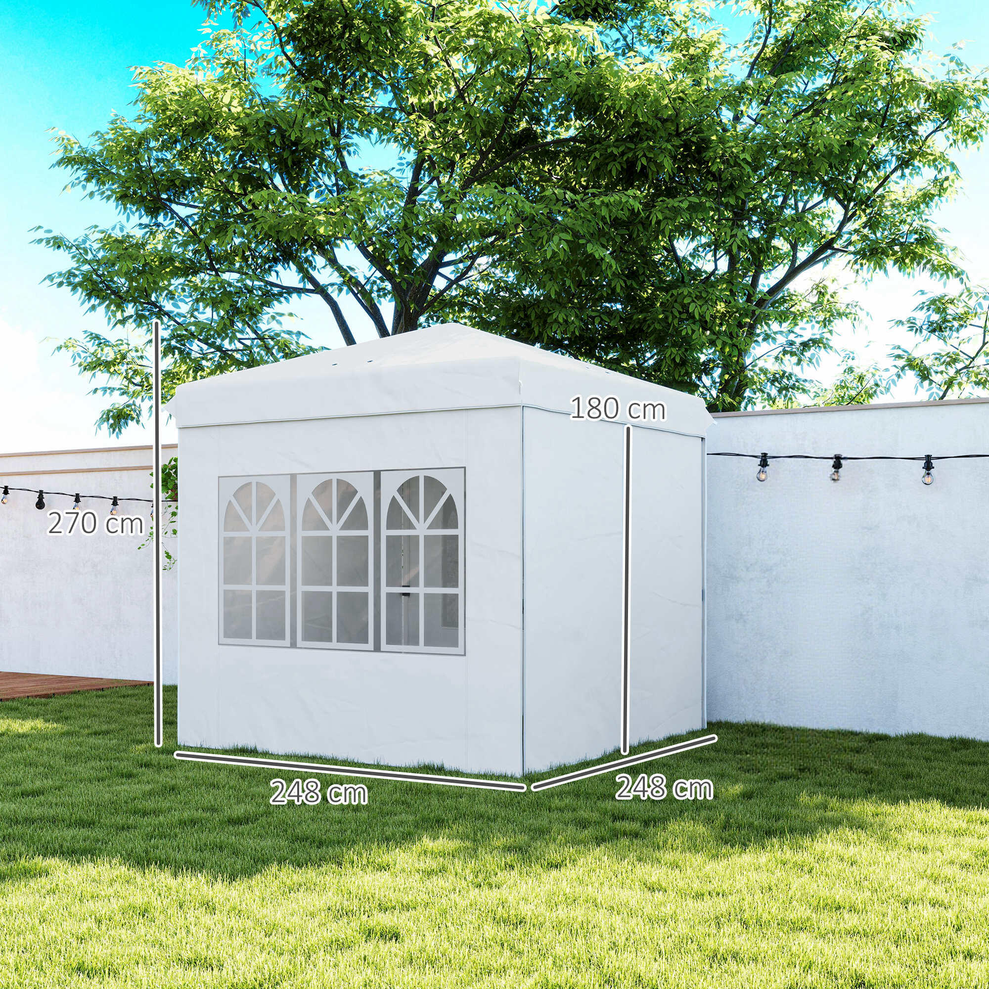 Carpa Plegable Outsunny 248x248x270 cm Blanco 3/8