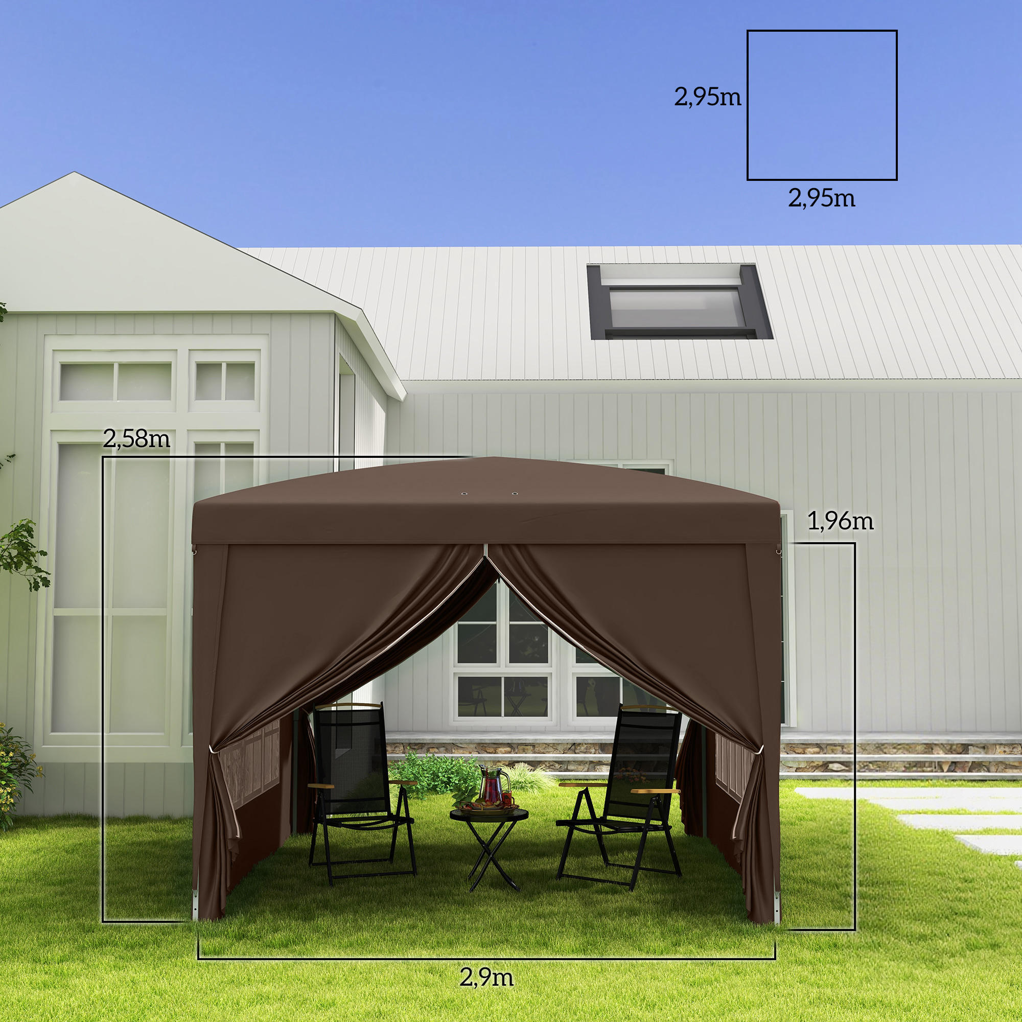 Carpa para eventos deportivos 295x295x258 cm Café 3/8