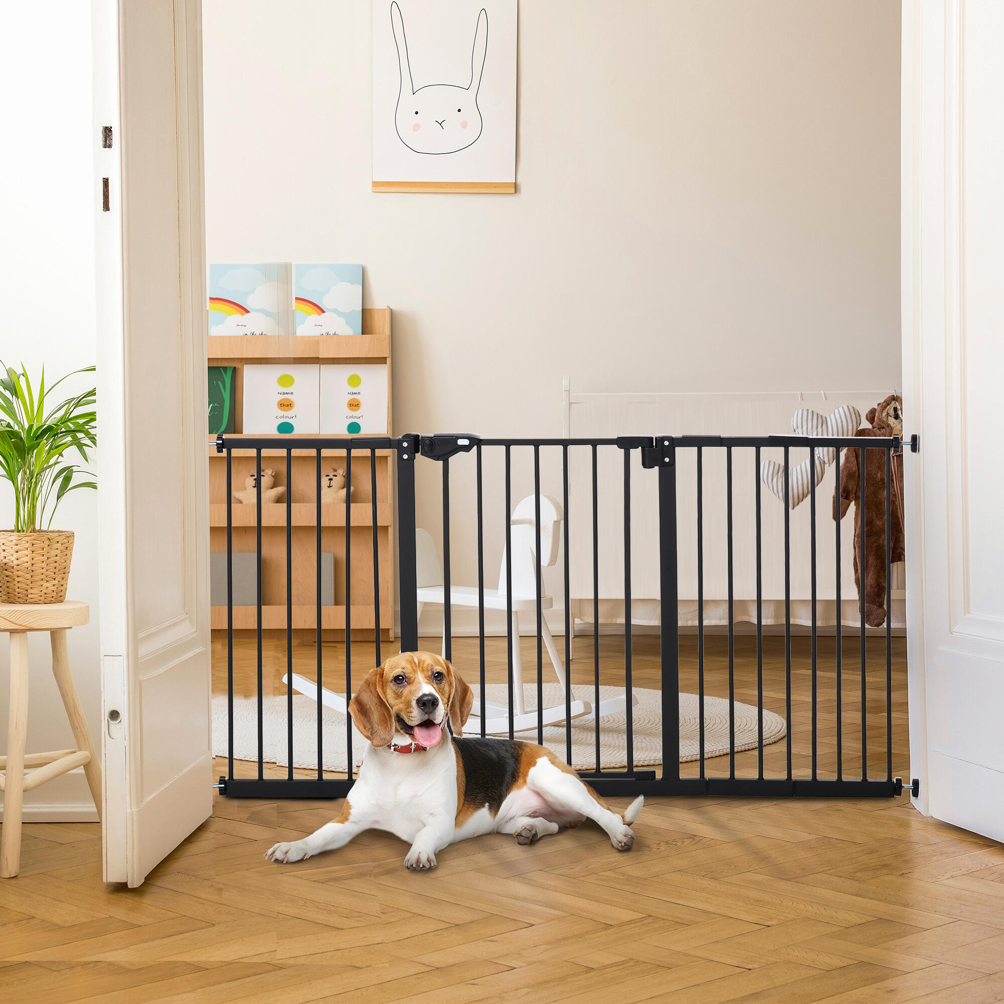 Barrera de Seguridad para Perros PawHut 147.5x76.2 cm Negro 5/8